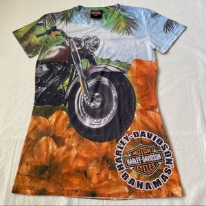 Harley Davidson Bahamas all over print t-shirt women's size medium soft tee